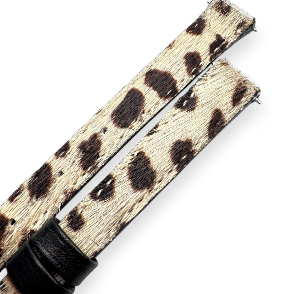 Michele 12mm Calf Hair Leopard Furry Watch Strap Band Silver Buckle NWOT New - Picture 3 of 5